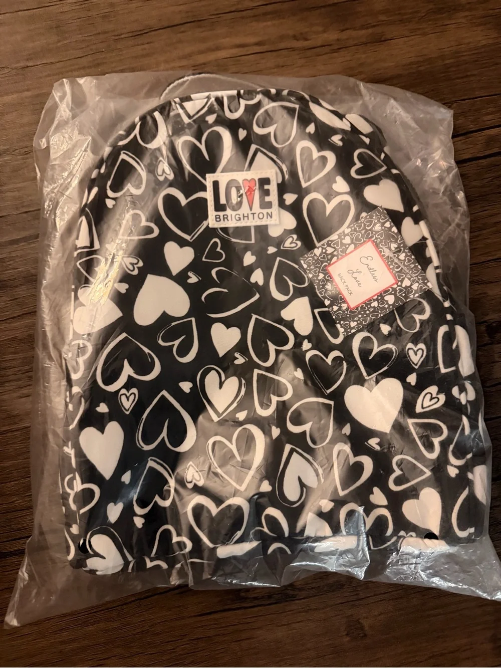 Brighton Black and White Heart Backpack - Brighton